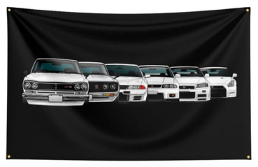 Banner Nissan Skyline GTR Family White 90cm x 150cm
