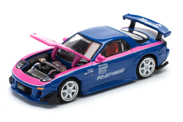 Preview: 1/64 Mazda RX7 RE-AMEMIYA Widebody Blau/Pink - Pop Race