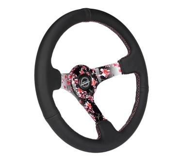 NRG Sakura Premium Leather Steering Wheel 350mm Deep Dish