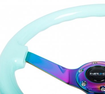 NRG Steering Wheel 350mm 76mm Deep Dish Mint Wood Neo Chrome / Black