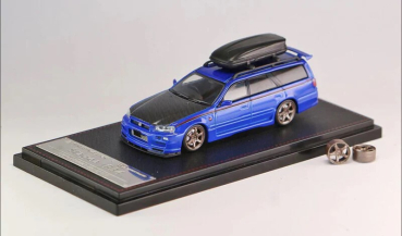 1/64 Nissan Stagea R34 Wagon Blau Mit Carbonfront - Street Weapon