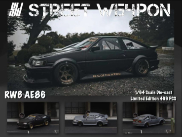 1/64 RWB Toyota AE86  Matt Black - Street Warrior