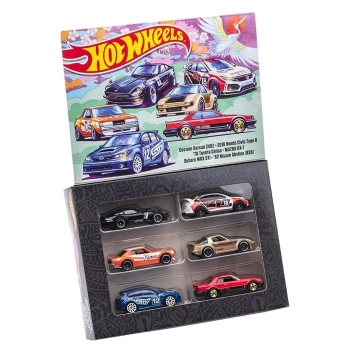 1/64 Japan Themed 6-pack Deluxe Datsun 240z, FK8 TypeR, Celica TA22, RX7, Skyline R30, WRX STI GRB Hot Wheels