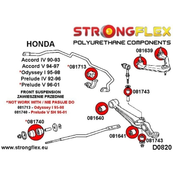 Honda Prelude V 96-01 Suspension Bushing Kit SPORT STRONGFLEX PU 086205B