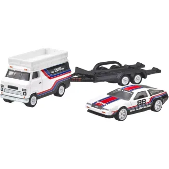 1/64 DMC Delorean / HW Rally Hauler Team Transporter - Hot Wheels Premium