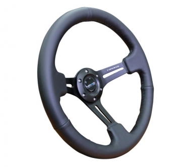 NRG Steering Wheel 350mm 76mm Deep Dish Leather Neo Chrome / Black