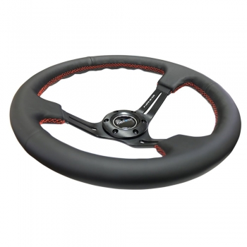 NRG Steering Wheel 350mm 76mm Deep Dish Leather Neo Chrome / Black