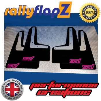 RallyflapZ Mud Flaps Subaru Impreza WRX STI 01-07 Schwarz Pink