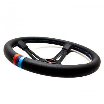 DriftShop Steering Wheel (70 mm Dish), "M Power V2" Edition Leather