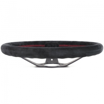 Nardi Deep Corn Steering Wheel, Suede, Black Spokes, Red Stitching, 75 mm Dish, Ø35 cm