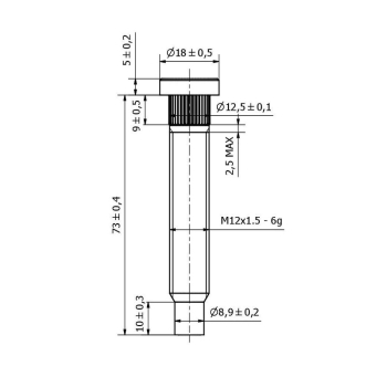 Wheel Stud Long M12x1,5 - 62mm - Spline 12.3 - Honda
