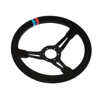 DriftShop Steering Wheel (70 mm Dish), "M Power V2" Edition Suede Leather