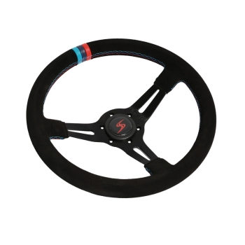 DriftShop Steering Wheel (70 mm Dish), "M Power V2" Edition Suede Leather