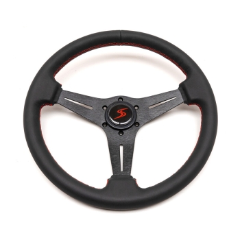 DriftShop Steering Wheel Kayobi (35 mm Dish), Black Leather, Black Spokes