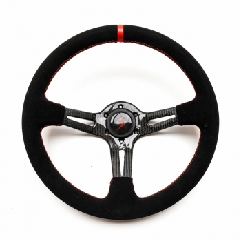 DriftShop Steering Wheel (70 mm Dish), Black Suede, Carbon Spokes