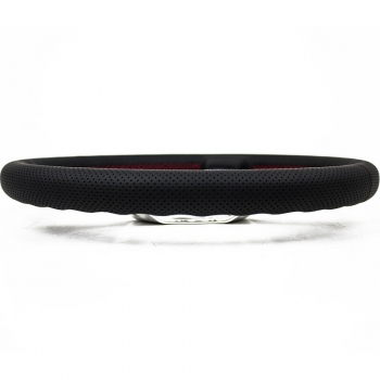 Nardi Deep Corn Steering Wheel, Black Perforated Leather, Chrome Spokes, Red Stitching, 50 mm Dish, Ø33 cm