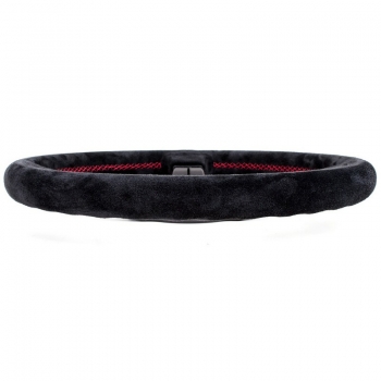 Nardi Deep Corn Steering Wheel, Suede, Black Spokes, Red Stitching, 50 mm Dish, Ø33 cm