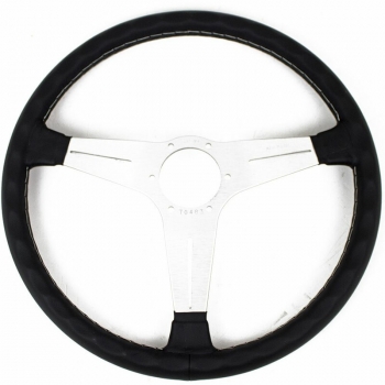Nardi Classic ND39 Steering Wheel, Black Leather, Satin Spokes, Grey Stitching, 30 mm Dish