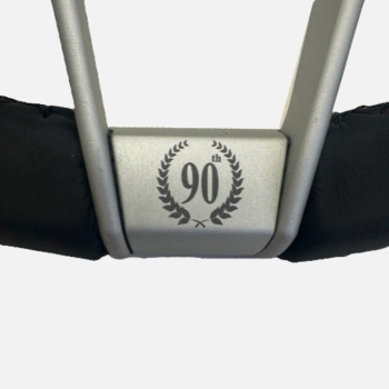 Nardi Novantesimo 90th Anniversary Steering Wheel, Black Leather, White Spokes, Ø35.5 cm, White Center Ring with Screws at Sight