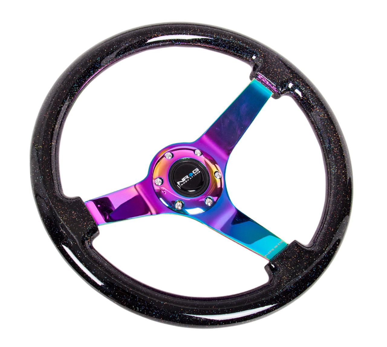 NRG Lenkrad 350mm 76mm Glitter Holz Neo Chrome / Schwarz