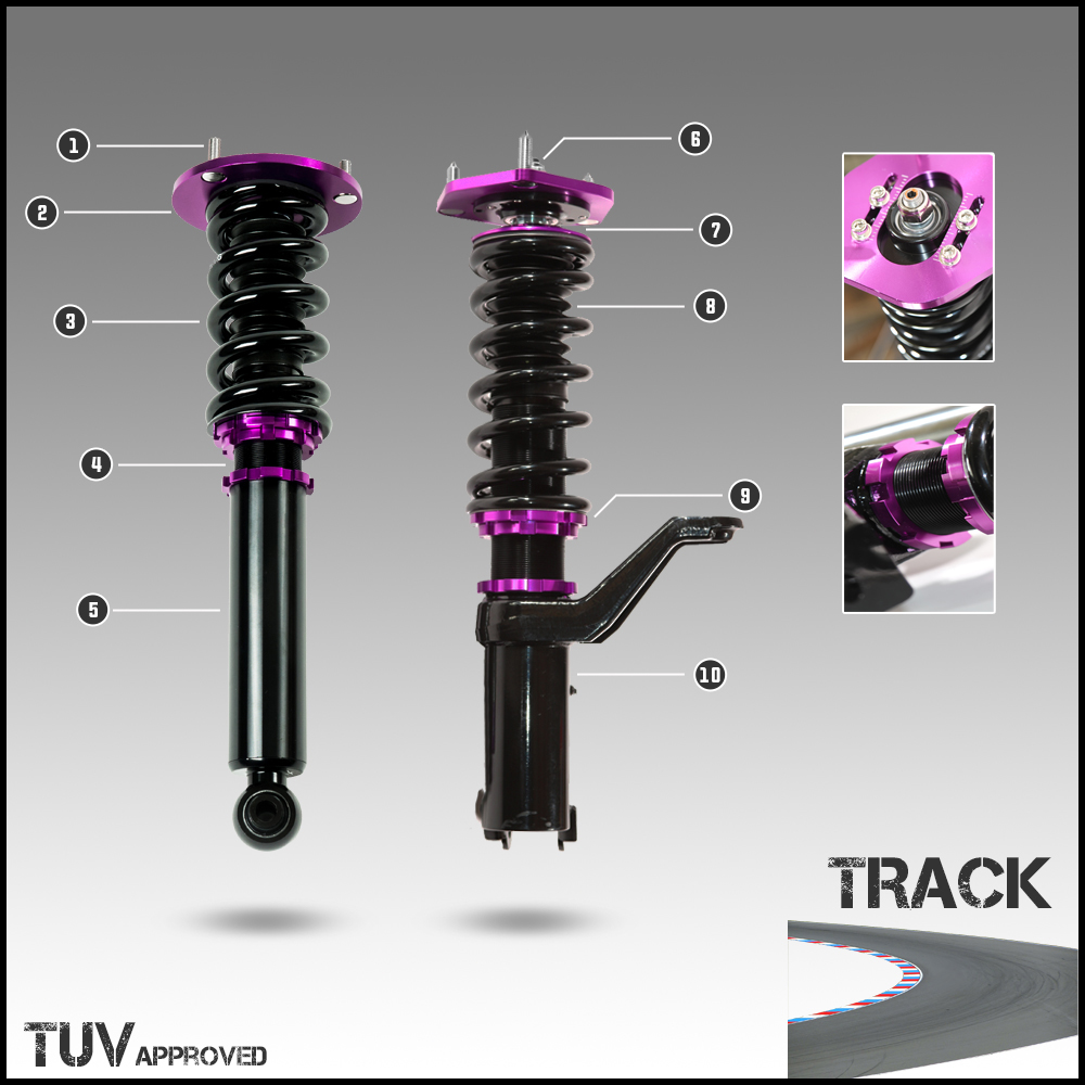 MTS Technik Gewindefahrwerk Street Ohne Top Mounts Peugeot 206