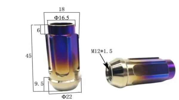 M12x1.5 Titanium Wheel Lock Nuts 45mm - Rison