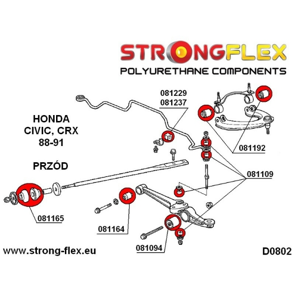 Honda CRX 88-91 / Civic 88-91 Suspension Bushing Kit SPORT STRONGFLEX PU 086130B