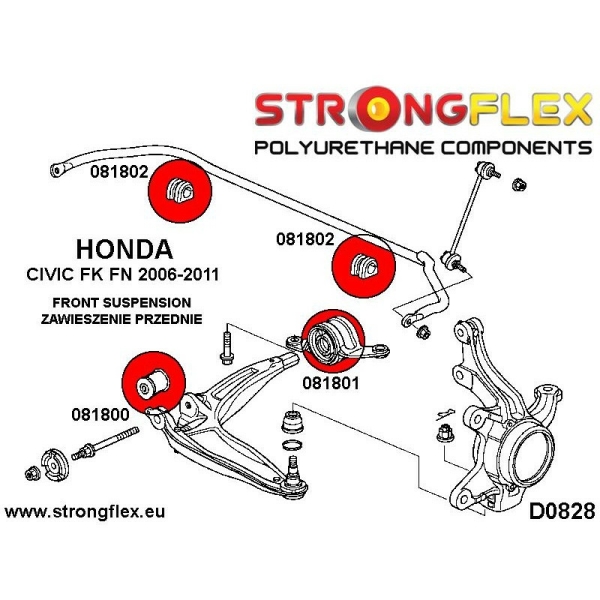 Honda Civic VIII 06-11 FK FN Front Suspension Bushing Kit SPORT STRONGFLEX PU 086219A