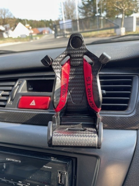 Handyhalter Sport Autositz Schwarz Mit Roten Gurten