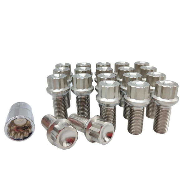 M14x1.5 28mm Titan 12 pt Ball Seat Lug Bolts for Mercedes - Rison