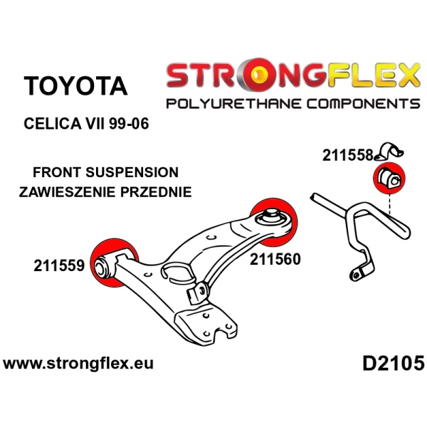 Toyota Celica VII (99-06) Suspension PU Bushing Kit STREET Complete STRONGFLEX 216181B