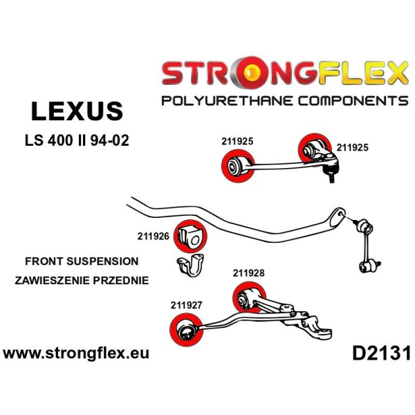 Lexus LS400 II UCF20 94-00 Suspension Bushing Kit SPORT STRONGFLEX PU 216250A