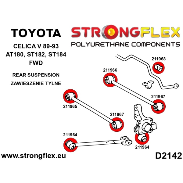 Toyota Celica V (89-93) AT180, ST182, ST184 FWD Suspension Bushing Kit SPORT STRONGFLEX PU 216263B