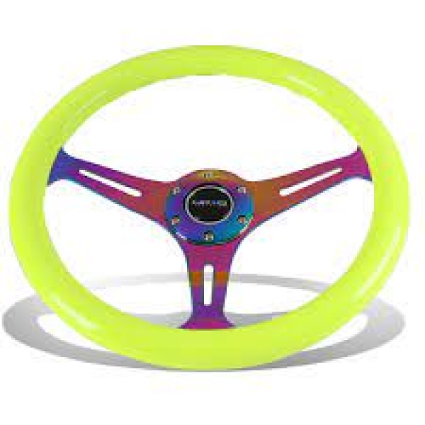 NRG Lenkrad 350mm 38mm Neon Holz Pink / Lila / Gelb / Orange