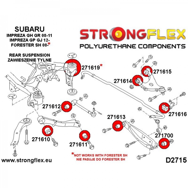 Subaru Impreza GR GP GJ GH Exiga Suspension Bushing Kit STREET STRONGFLEX PU 276166B