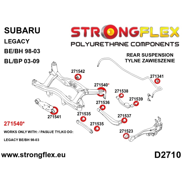 Subaru Legacy IV/ Outback III 03-09 Fahrwerk Buchsen Kit SPORT STRONGFLEX PU 276160A