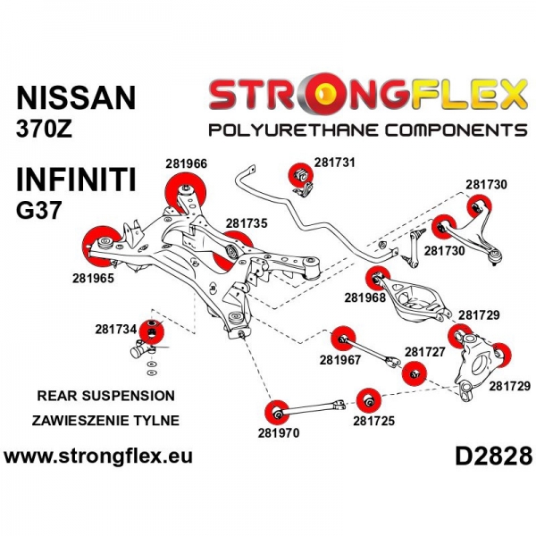 Nissan 370Z G37 G37S Suspension Bushing Kit STREET STRONGFLEX PU 286200B
