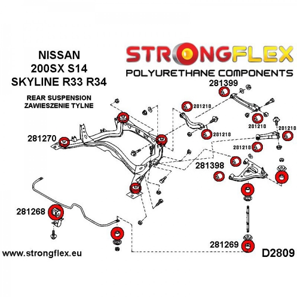 Nissan Skyline R33 R34 RWD Suspension Bushing Kit SPORT STRONGFLEX PU 286217A