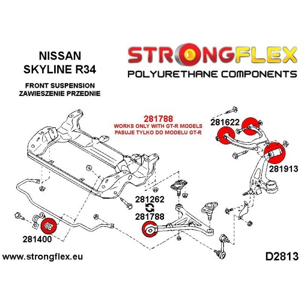 Nissan Skyline R32 AWD GT-R Suspension Bushing Kit STREET STRONGFLEX PU 286216B