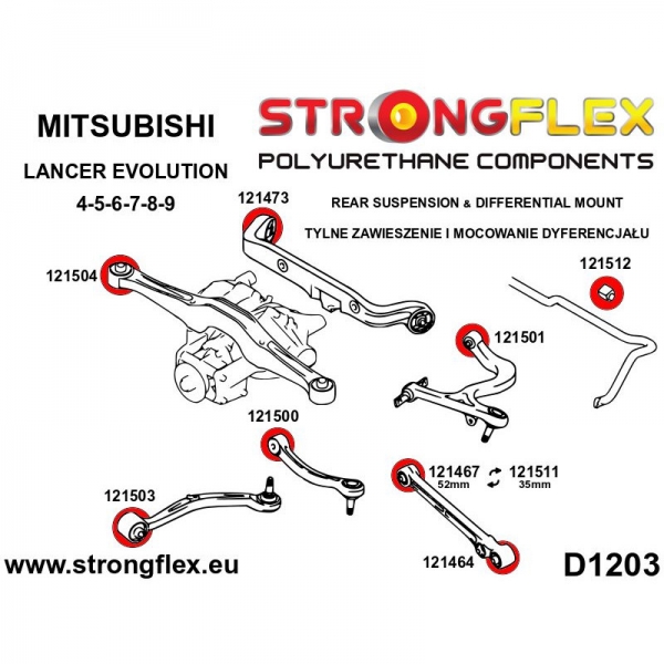 Mitsubishi Lancer Evolution 7 8 9 Suspension Bushing Kit SPORT STRONGFLEX PU 126144A