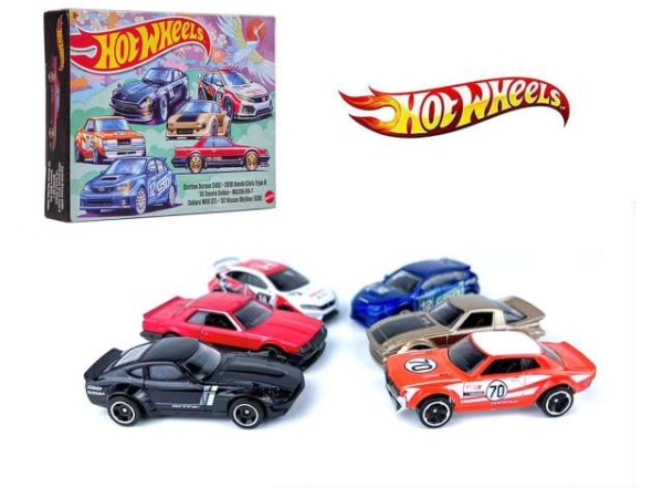 1/64 Japan Themed 6-pack Deluxe Datsun 240z, FK8 TypeR, Celica TA22, RX7, Skyline R30, WRX STI GRB Hot Wheels