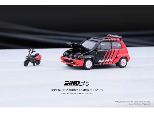 1/64 1984 Honda City Turbo II *Advan* with Advan Livery Motocompo - INNO64