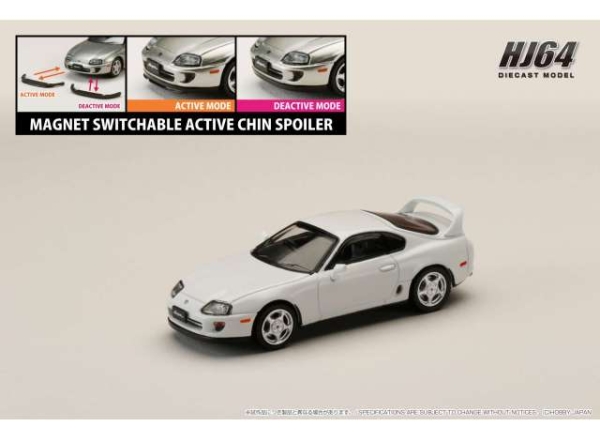 1/64 Hobby Japan Toyota Supra RZ (JZA80) with Active Spoiler Parts,Super white II