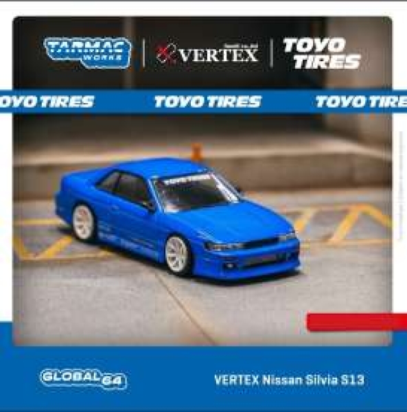 1/64 Vertex Nissan Silvia S13 tarmac, metalic blue