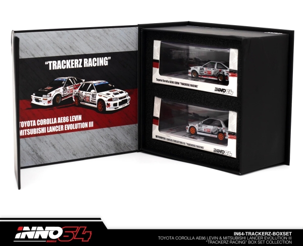 1/64 Toyota Corolla Levin AE86 #326 & Mitsubishi Lancer EVO III #963 *Trackerz Racing* Set - INNO64