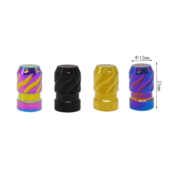 Real Titanium Swirl Valve Caps - Rison