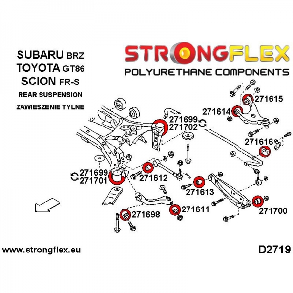 Toyota GT86 Subaru BRZ FR-S Suspension PU Bushing Kit SPORT Complete STRONGFLEX 276194A