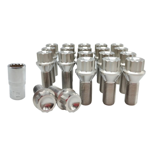 M14x1.5 28mm Titan 12 pt Conical Seat Lug Bolts for Mercedes - Rison
