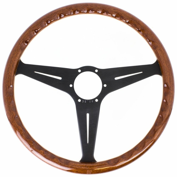 Nardi Classic ND39 ABE/KBA Steering Wheel, Wood, Black Inlay, Black Spokes, 30 mm Dish