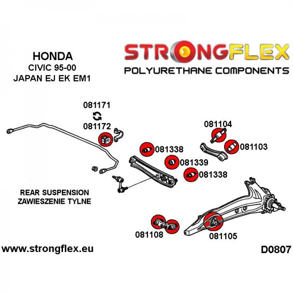 Honda Civic EG EJ CRX Del Sol Suspension Bushing Kit SPORT STRONGFLEX PU 086069A